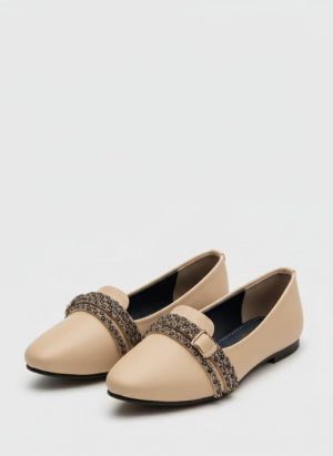nude embellished loafers