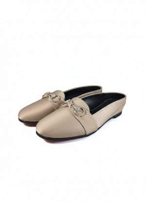beige loafer mules